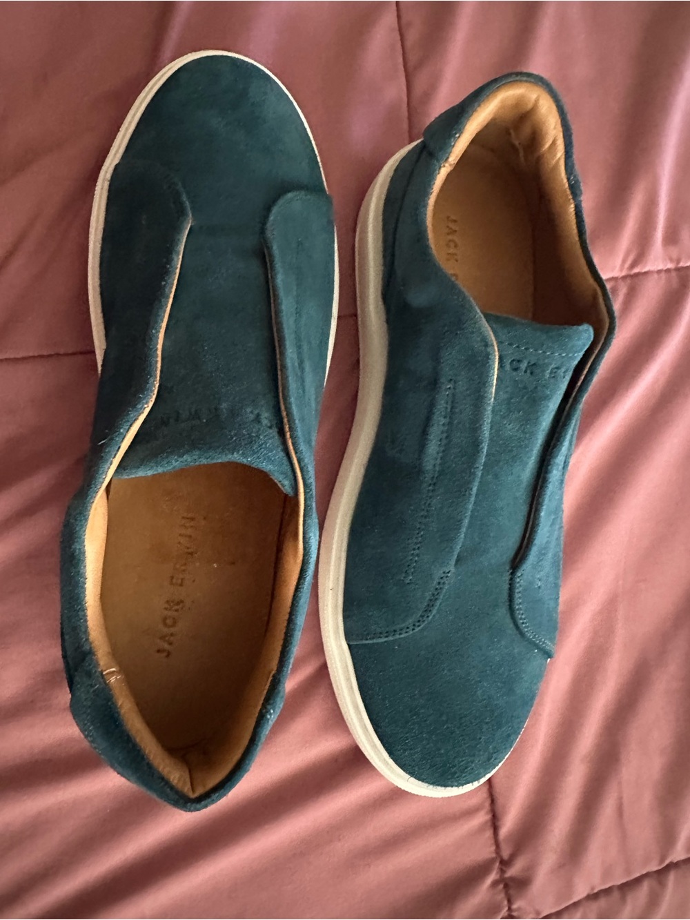 Jack Erwin Men's Teal Suede Slip-On Loafers